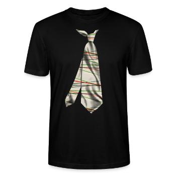 T-shirt printed necktie striped texture - Stanley/Stella CRAFTER Unisex Organic T-Shirt - black - Front - Alina (178cm) & Michal (187cm)
