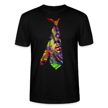 Colorful Psychedelic Necktie T-Shirt Gift Idea - Stanley/Stella CRAFTER Unisex Organic T-Shirt - black - Front - Alina (178cm) & Michal (187cm)
