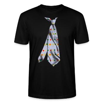 Printed necktie t-shirt japanese woodblock print - Stanley/Stella CRAFTER Unisex Organic T-Shirt - black - Front - Alina (178cm) & Michal (187cm)