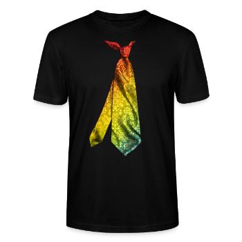 Necktie Color Printed Tie T-Shirt - Stanley/Stella CRAFTER Unisex Organic T-Shirt - black - Front - Alina (178cm) & Michal (187cm)