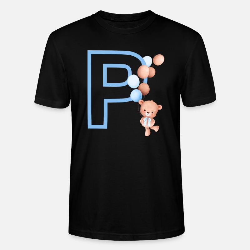 Blauer Buchstabe P Bär - Stanley/Stella Unisex Bio-T-Shirt CRAFTER - Schwarz
