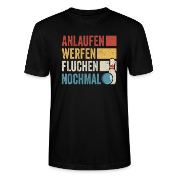 Kegeln Kegler Kegel Kegelbahn Kegeltour - Stanley/Stella Unisex Bio-T-Shirt CRAFTER - Schwarz - Vorne - Alina (178cm) & Michal (187cm)