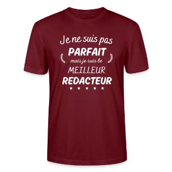 Je suis pas parfait le meilleur redacteur - T-shirt bio CRAFTER Stanley Stella Unisexe - bordeaux - Devant - Alina (178cm) & Michal (187cm)