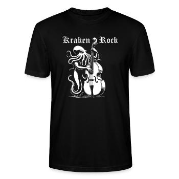Kraken jouant de la contrebasse - T-shirt bio CRAFTER Stanley Stella Unisexe - noir - Devant - Alina (178cm) & Michal (187cm)