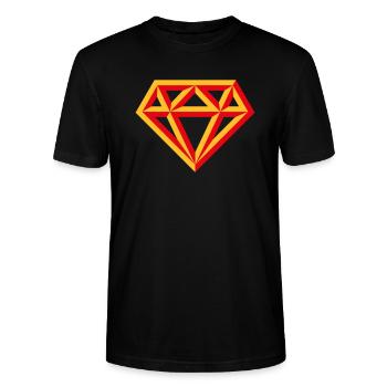 Diamant (Edelstein Brillant Symbol / Outl. Red 2C) - Stanley/Stella Unisex Bio-T-Shirt CRAFTER - Schwarz - Vorne - Alina (178cm) & Michal (187cm)