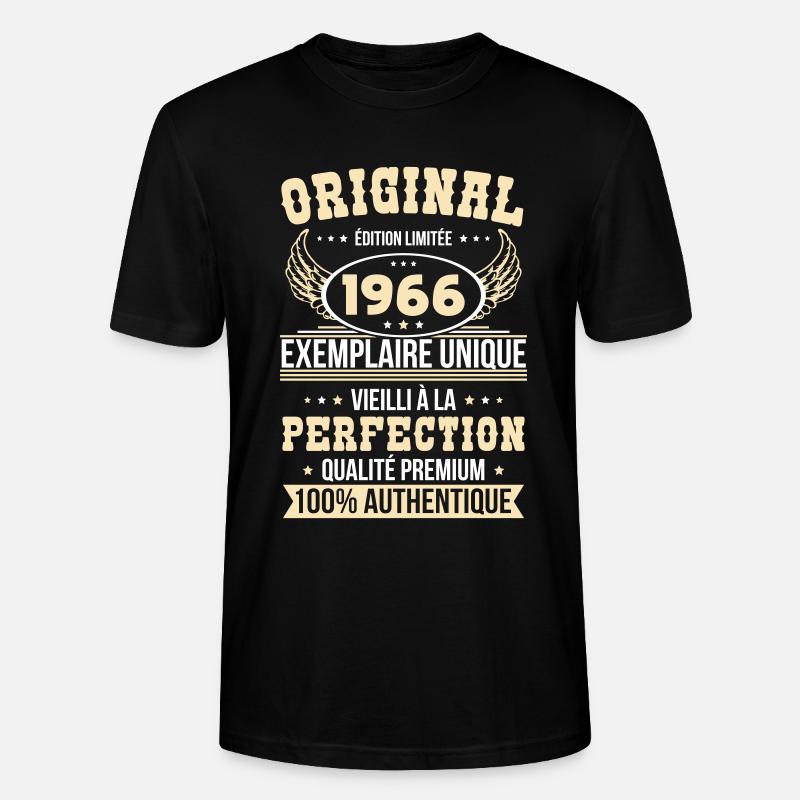 1966 – Einzigartiges Beispiel – Premiumqualität - Stanley/Stella Unisex Bio-T-Shirt CRAFTER - Schwarz