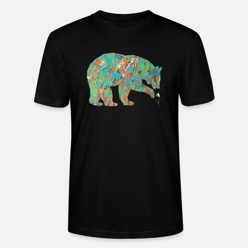 bear with snowdrop e 4 - Stanley/Stella CRAFTER Unisex Organic T-Shirt - black