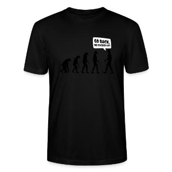 Evolution fucked up - Evolution verkackt - Stanley/Stella Unisex Bio-T-Shirt CRAFTER - Schwarz - Vorne - Alina (178cm) & Michal (187cm)