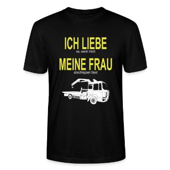 Abschleppwagen Abschleppdienst Abschlepper - Stanley/Stella Unisex Bio-T-Shirt CRAFTER - Schwarz - Vorne - Alina (178cm) & Michal (187cm)