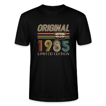 Anniversaire 40 Ans Original 1985 Cadeau Fête - T-shirt bio CRAFTER Stanley Stella Unisexe - noir - Devant - Alina (178cm) & Michal (187cm)