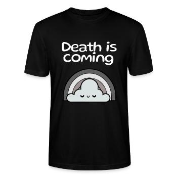 Death is coming - Rainbow - Stanley/Stella Unisex Bio-T-Shirt CRAFTER - Schwarz - Vorne - Alina (178cm) & Michal (187cm)