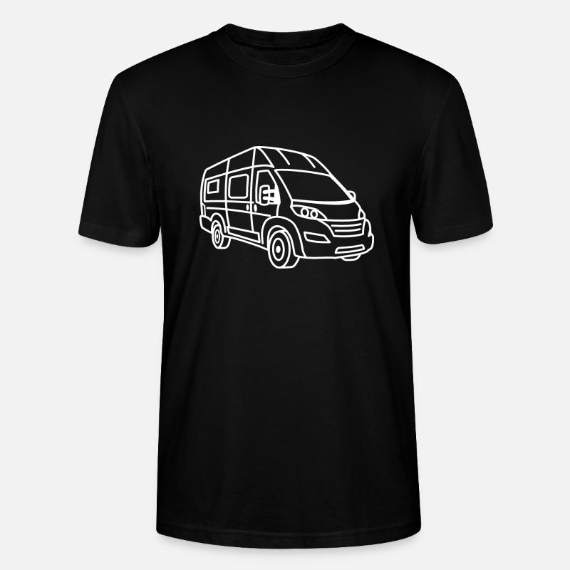 Kastenwagen / Camper Van - Front - Weiß - Stanley/Stella Unisex Bio-T-Shirt CRAFTER - Schwarz