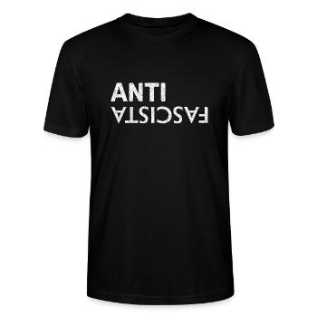 Antifasciste - T-shirt bio CRAFTER Stanley Stella Unisexe - noir - Devant - Alina (178cm) & Michal (187cm)