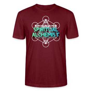 ALCHIMISTE SPIRITUEL - T-shirt bio CRAFTER Stanley Stella Unisexe - bordeaux - Devant - Alina (178cm) & Michal (187cm)