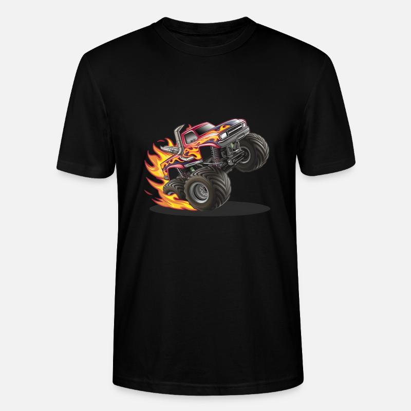 Monstertruck mit lodernden Reifen - Stanley/Stella Unisex Bio-T-Shirt CRAFTER - Schwarz