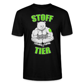 Männer Stofftier - Stanley/Stella Unisex Bio-T-Shirt CRAFTER - Schwarz - Vorne - Alina (178cm) & Michal (187cm)