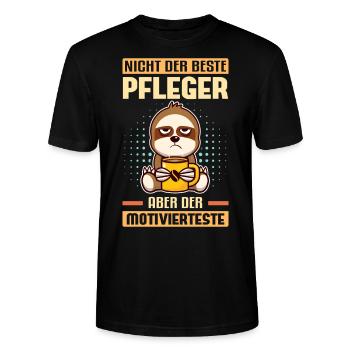 Pfleger Krankenpfleger Pflegekraft - Faultier Alte - Stanley/Stella Unisex Bio-T-Shirt CRAFTER - Schwarz - Vorne - Alina (178cm) & Michal (187cm)