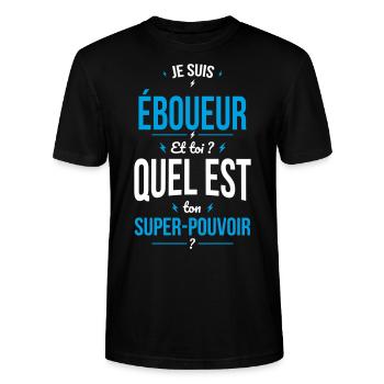 Je suis éboueur - Super-pouvoir - T-shirt bio CRAFTER Stanley Stella Unisexe - noir - Devant - Alina (178cm) & Michal (187cm)