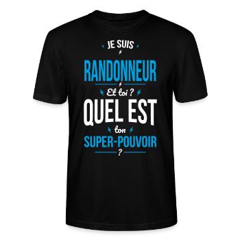 Je suis randonneur -Super-pouvoir - T-shirt bio CRAFTER Stanley Stella Unisexe - noir - Devant - Alina (178cm) & Michal (187cm)