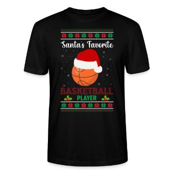 Santas Basketball Player Weihnachts Design - Stanley/Stella Unisex Bio-T-Shirt CRAFTER - Schwarz - Vorne - Alina (178cm) & Michal (187cm)