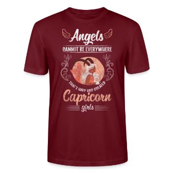 Steinbock Geburtstag Charakter - Stanley/Stella Unisex Bio-T-Shirt CRAFTER - Burgunderrot - Vorne - Alina (178cm) & Michal (187cm)