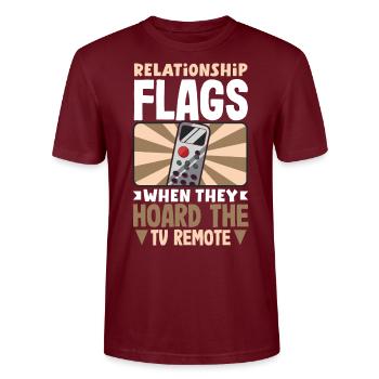 Relationship Beige Flags TV Remote Hoarding - Stanley/Stella Unisex Bio-T-Shirt CRAFTER - Burgunderrot - Vorne - Alina (178cm) & Michal (187cm)