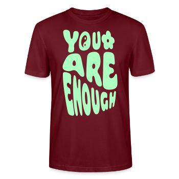 You Are Enough - Stanley/Stella CRAFTER Unisex Organic T-Shirt - burgundy - Front - Alina (178cm) & Michal (187cm)