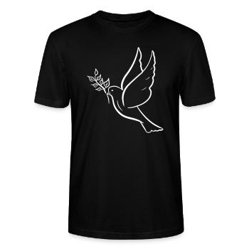 Friedenstaube, hand gezeichnet. Friedenssymbol - Stanley/Stella Unisex Bio-T-Shirt CRAFTER - Schwarz - Vorne - Alina (178cm) & Michal (187cm)