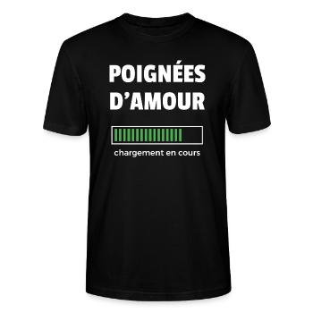 poignées d'amour - T-shirt bio CRAFTER Stanley Stella Unisexe - noir - Devant - Alina (178cm) & Michal (187cm)