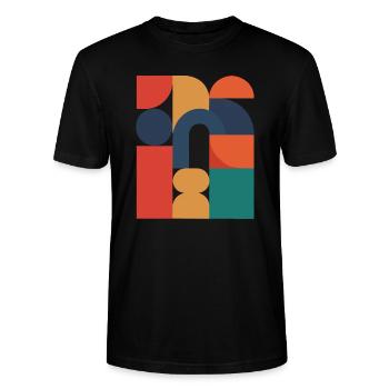 Design graphique rétro - Géométrie abstraite - T-shirt bio CRAFTER Stanley Stella Unisexe - noir - Devant - Alina (178cm) & Michal (187cm)