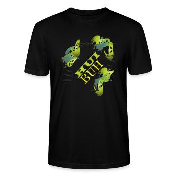 HUI BUH/Geisteralarm - Stanley/Stella Unisex Bio-T-Shirt CRAFTER - Schwarz - Vorne - Alina (178cm) & Michal (187cm)