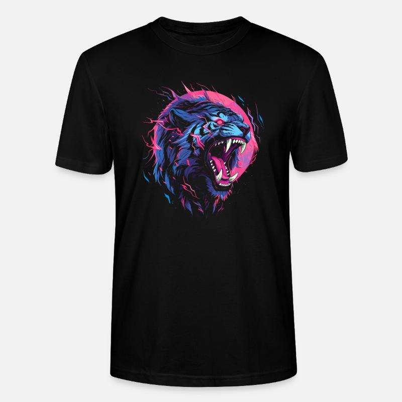 Synthwave Tiger - Stanley/Stella Unisex Bio-T-Shirt CRAFTER - Schwarz