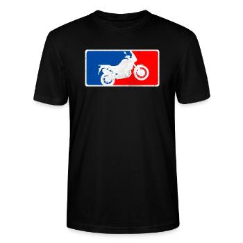 CRF1000L Africa Twin MLB Vintage Motorrad Enduro - Stanley/Stella Unisex Bio-T-Shirt CRAFTER - Schwarz - Vorne - Alina (178cm) & Michal (187cm)