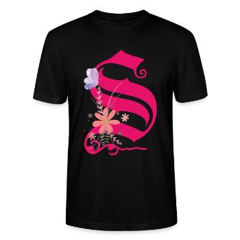 Lettre S - T-shirt bio CRAFTER Stanley Stella Unisexe - noir - Devant - Alina (178cm) & Michal (187cm)