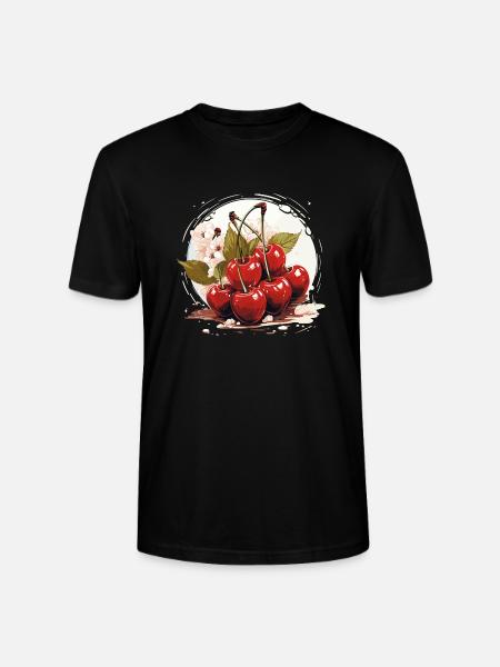 Cherry - illustration - Stanley/Stella CRAFTER Unisex Organic T-Shirt - black