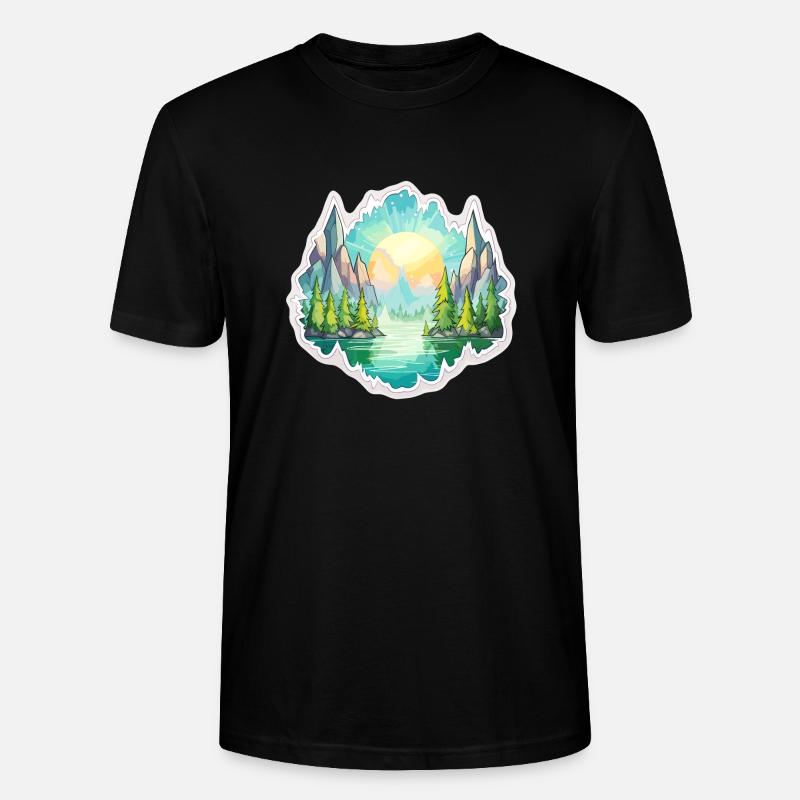 Landschaft - Illustration - Stanley/Stella Unisex Bio-T-Shirt CRAFTER - Schwarz