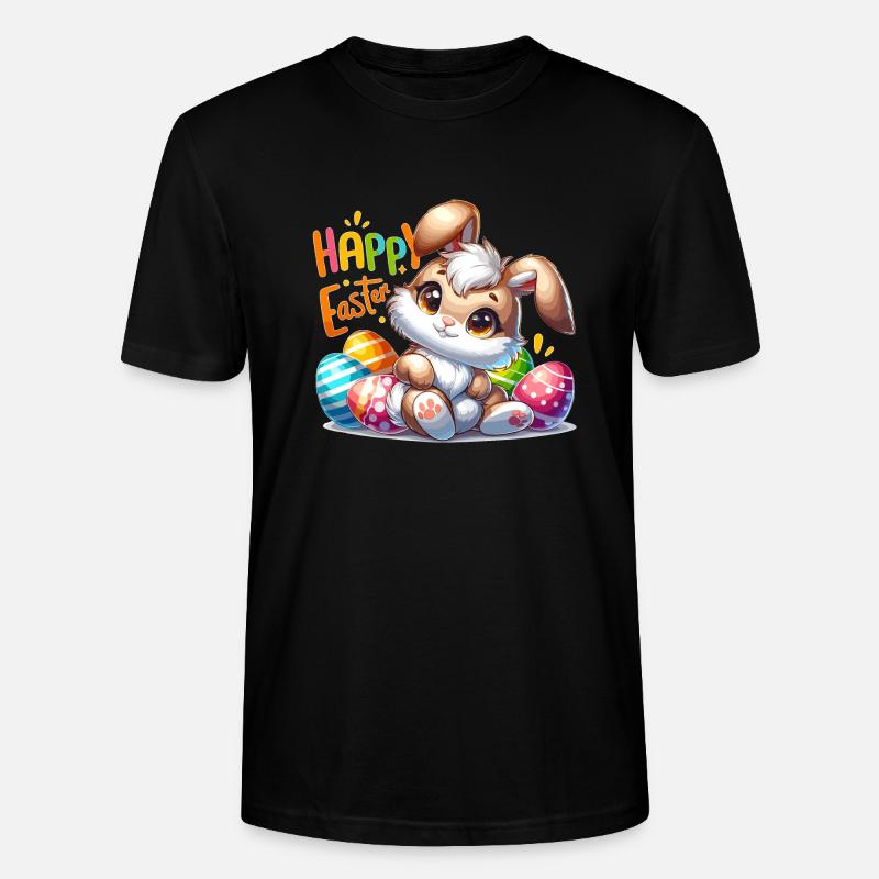 Happy Easter - Easter Bunny Illustration - Stanley/Stella CRAFTER Unisex Organic T-Shirt - black