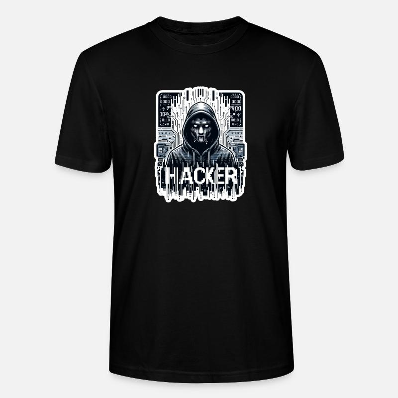 Hacker - Illustration - Stanley/Stella Unisex Bio-T-Shirt CRAFTER - Schwarz