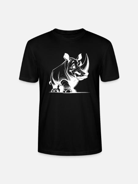 Grinning Rhinoceros Stroke Drawing Sketch - Stanley/Stella CRAFTER Unisex Organic T-Shirt - black