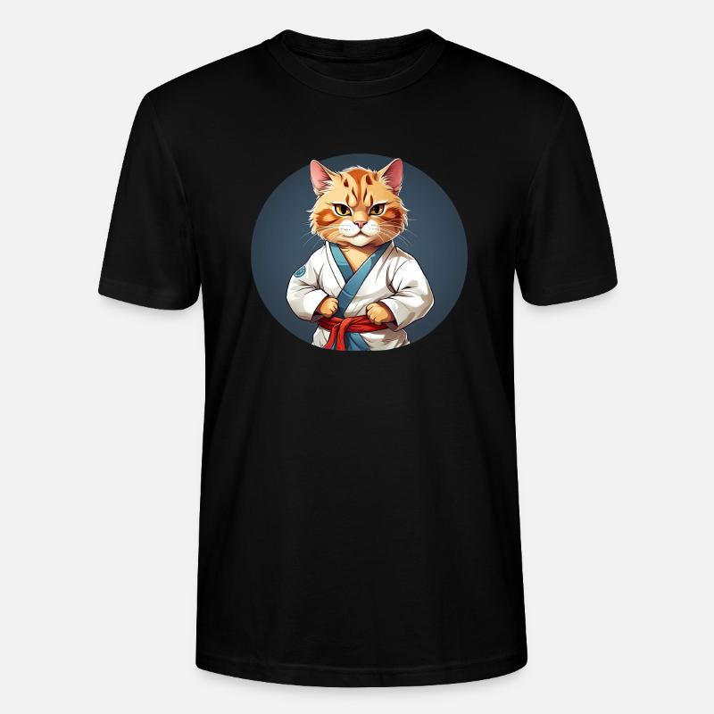 Karate Cat - Cat Design - Stanley/Stella CRAFTER Unisex Organic T-Shirt - black