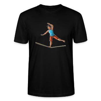 Slackliner - Amant Slackline - T-shirt bio CRAFTER Stanley Stella Unisexe - noir - Devant - Alina (178cm) & Michal (187cm)