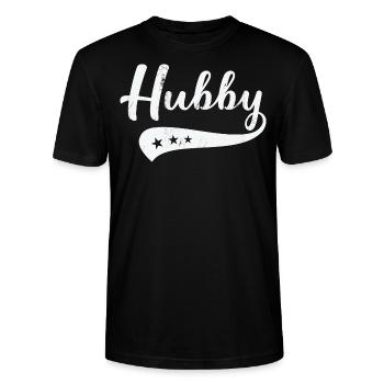 Funny Classic Hubby Baseball Matching Couple Wifey - T-shirt bio CRAFTER Stanley Stella Unisexe - noir - Devant - Alina (178cm) & Michal (187cm)
