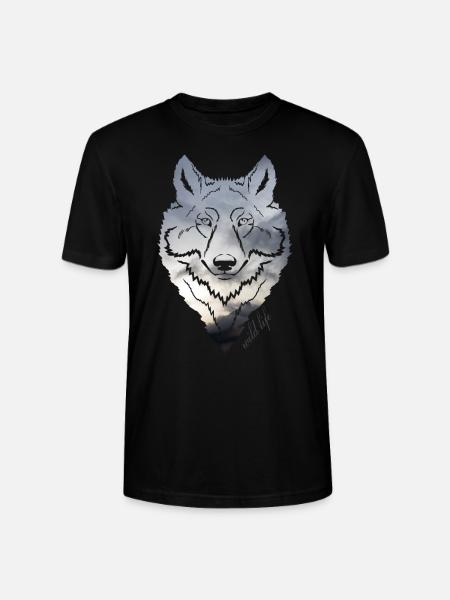 Wolf face wildlife - Stanley/Stella CRAFTER Unisex Organic T-Shirt - black