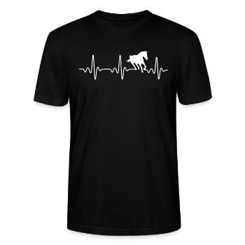 Reiten Pferd Heartbeat Geschenk - Stanley/Stella Unisex Bio-T-Shirt CRAFTER - Schwarz - Vorne - Alina (178cm) & Michal (187cm)