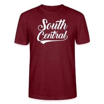 South Central Los Angeles Street LA Slauson - Stanley/Stella CRAFTER Unisex Organic T-Shirt - burgundy - Front - Alina (178cm) & Michal (187cm)