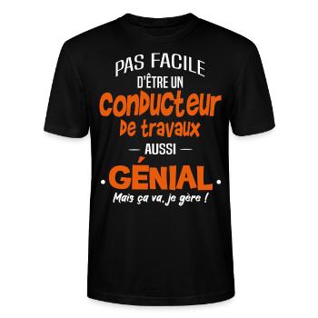 conducteur de travaux - T-shirt bio CRAFTER Stanley Stella Unisexe - noir - Devant - Alina (178cm) & Michal (187cm)
