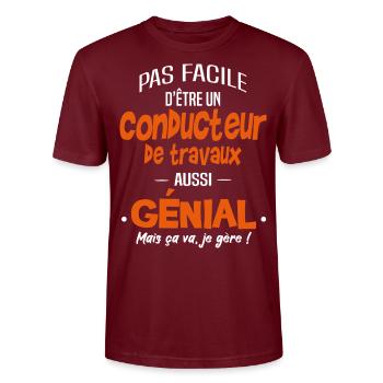 conducteur de travaux - T-shirt bio CRAFTER Stanley Stella Unisexe - bordeaux - Devant - Alina (178cm) & Michal (187cm)