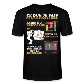 Papa bricoleur, Papy bricoleur - T-shirt bio CRAFTER Stanley Stella Unisexe - noir - Devant - Alina (178cm) & Michal (187cm)