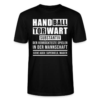 Handball Torwart Der Verrückteste Handballer - Stanley/Stella Unisex Bio-T-Shirt CRAFTER - Schwarz - Vorne - Alina (178cm) & Michal (187cm)