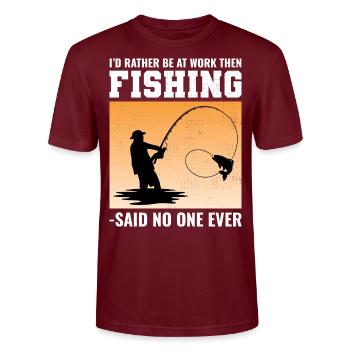 Pêcheur Amateur de poissons Pêcheurs Humour drôle - T-shirt bio CRAFTER Stanley Stella Unisexe - bordeaux - Devant - Alina (178cm) & Michal (187cm)